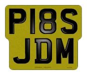 7 Digit with number 1 profiled gel number plate with black gel letters on a high quality reflective backing shaped motorcycle number plates