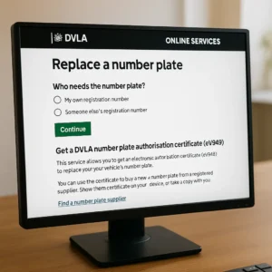 Apply online for replacement DVLA retention certificate