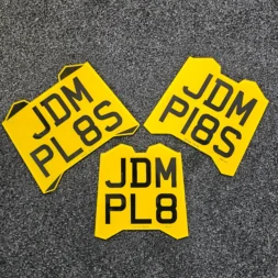 Chevron v2 motorcycle number plates in the printed style