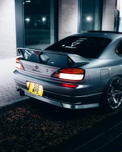 Correctly fitted rear JDM Import number plate on Nissan Silvia