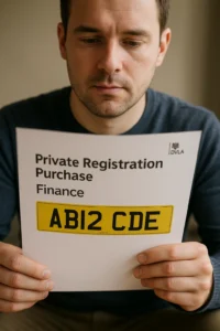 Customer reviewing DVLA private registration purchase with finance option
