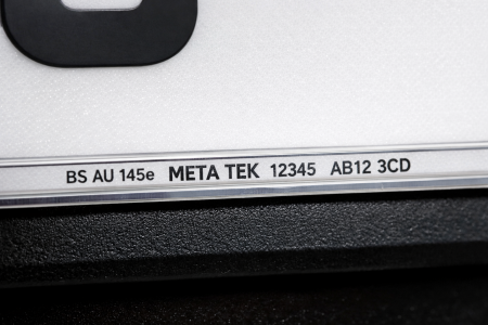 DVLA compliant Metatek number plate with British Standard markings