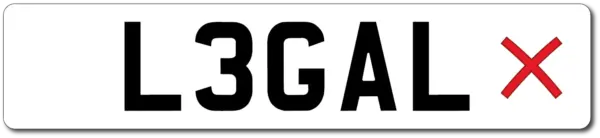 an image showing the incorrect illegal layout of a number plate