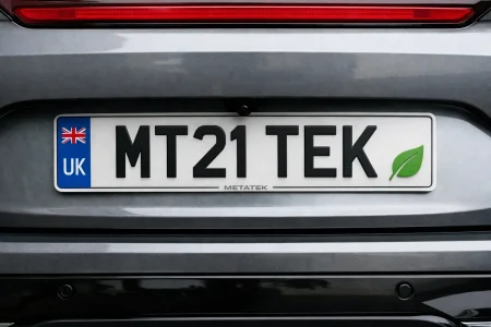 Metatek number plates fitted on UK car with eco-friendly material finish