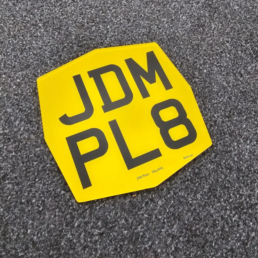 Octo 6 character motorcycle number plate