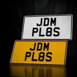 pressed metal import number plates in both standard sizes and a range of smallest legal sizes