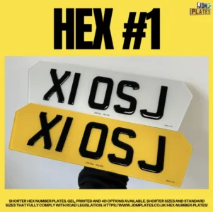Various hex plate sizes suitable for short registrations and imports