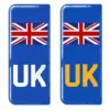 Yes front or rear (small UK flag & text) – A front plate selection above will be given white text or a rear will be given yellow text option. +£5.00