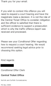 email correspondence #4 regarding 4d number plate fine