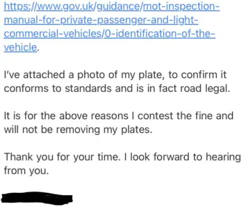 email correspondence #3 regarding 4d number plate fine